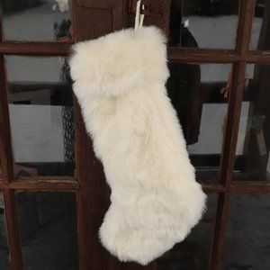 Tahari Home Christmas Stocking White Faux Fur